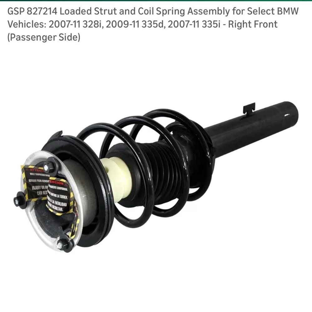 GSP B827214 Loaded Strut Coil Spring Assembly Front Right BMW 2007-2011 3 Series
